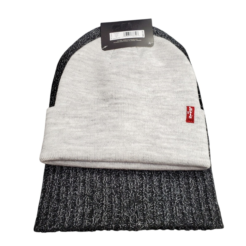 Set of 2 Levi's Beanie Caps Mens One Size Multi Textured Acrylic Winter Comfort